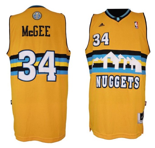  NBA Denver Nuggets 34 JaVale McGee Revolution 30 Swingman Alternate Yellow Jerseys